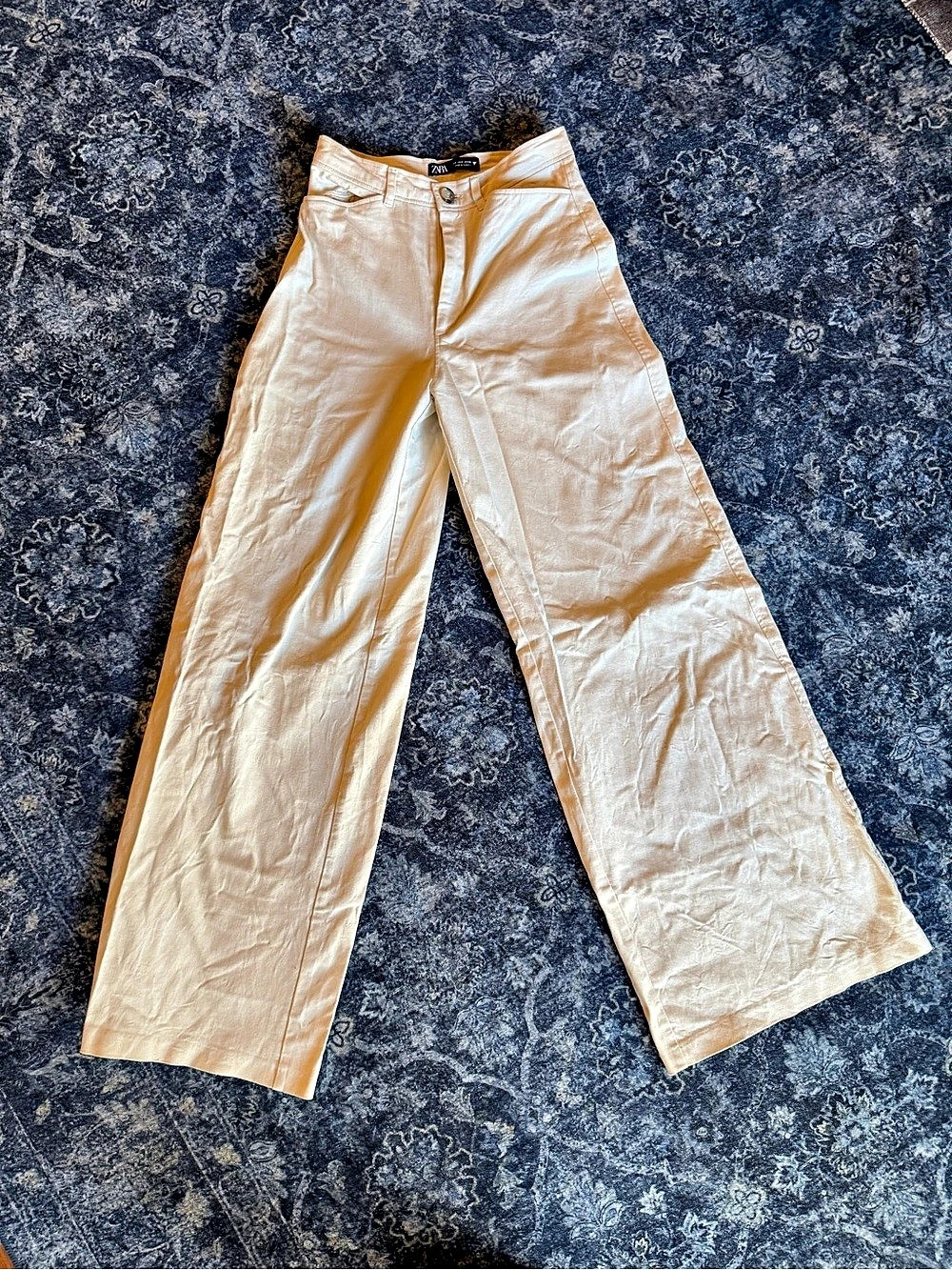 Zara Wide Leg Pants in Cream